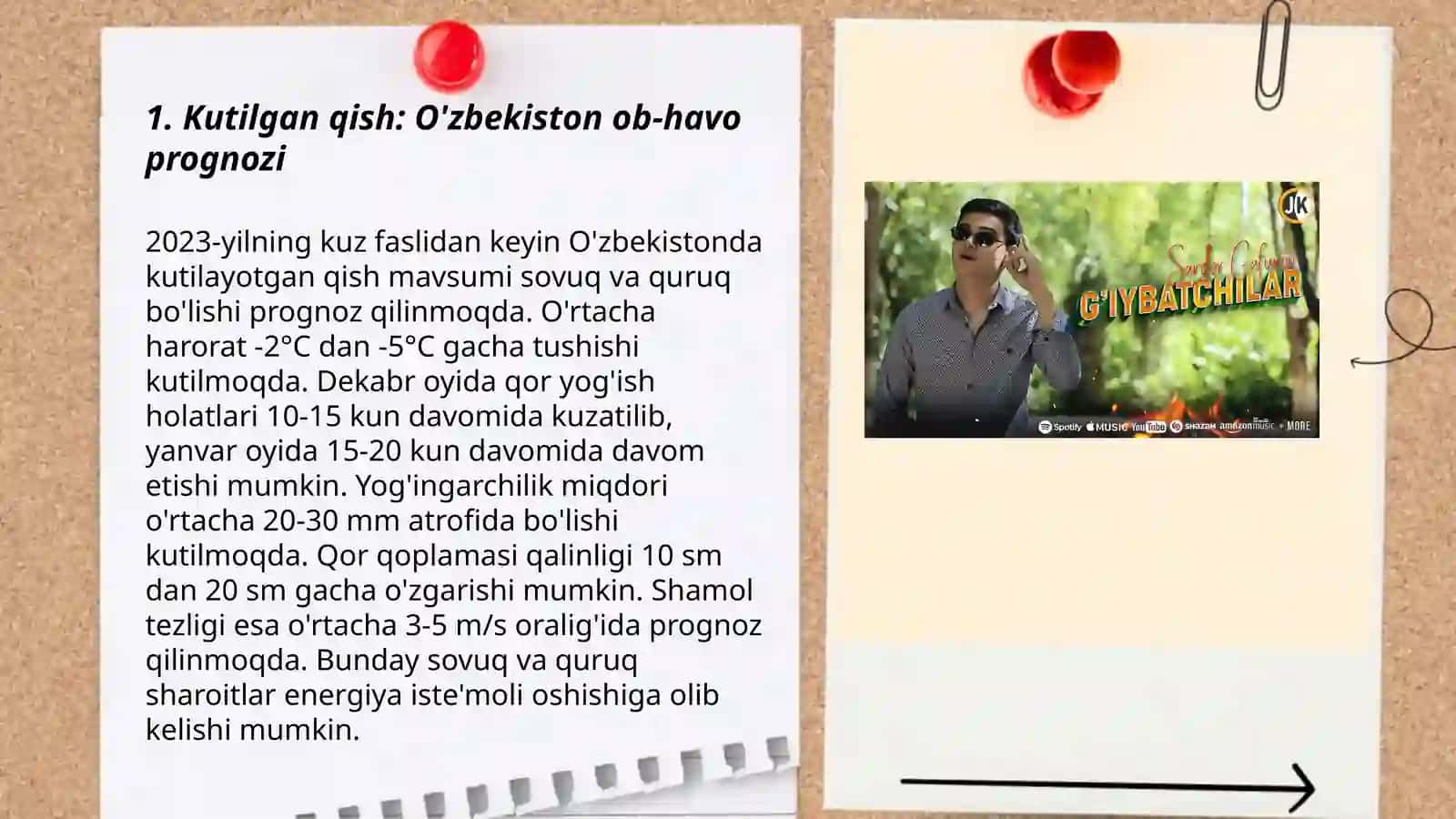 Kutilgan qish: O'zbekiston ob-havo prognozi 3