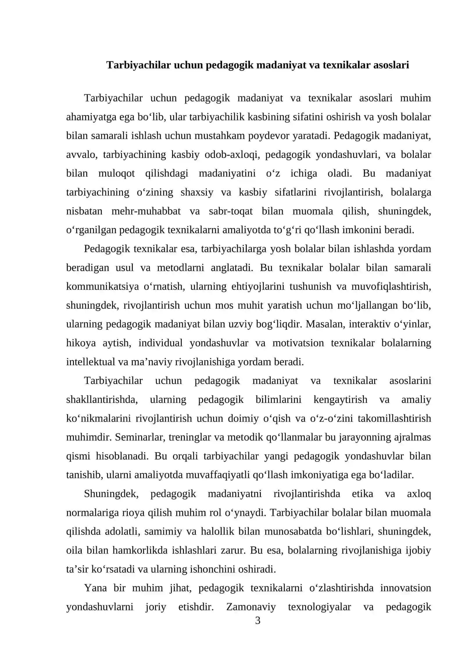 TARBIYACHILIK KASBI TARBIYACHIGA QOYILADIGAN TALABLAR 3