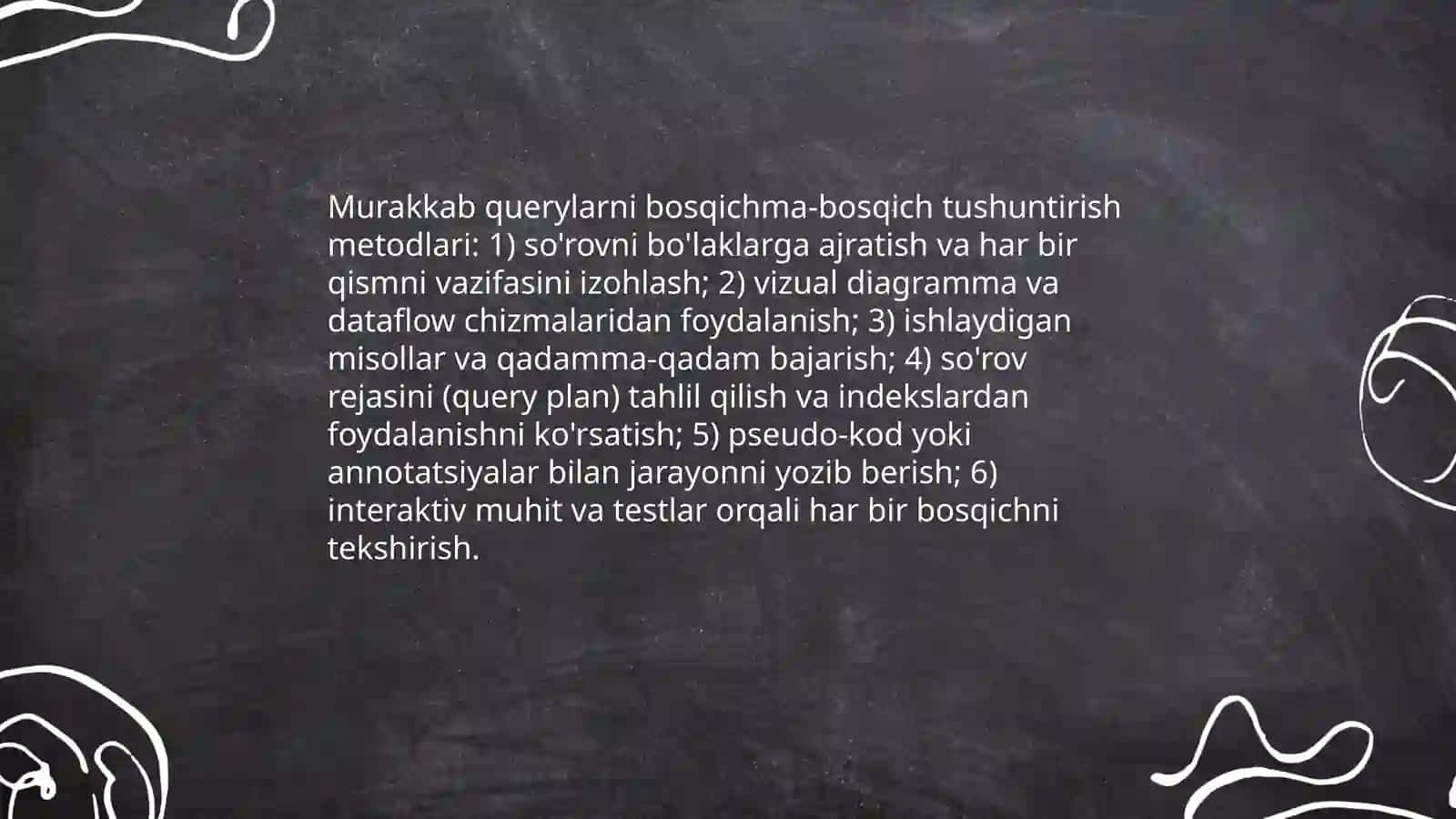 Murakkab Querylar mavzusini o'qitish metodlari 3