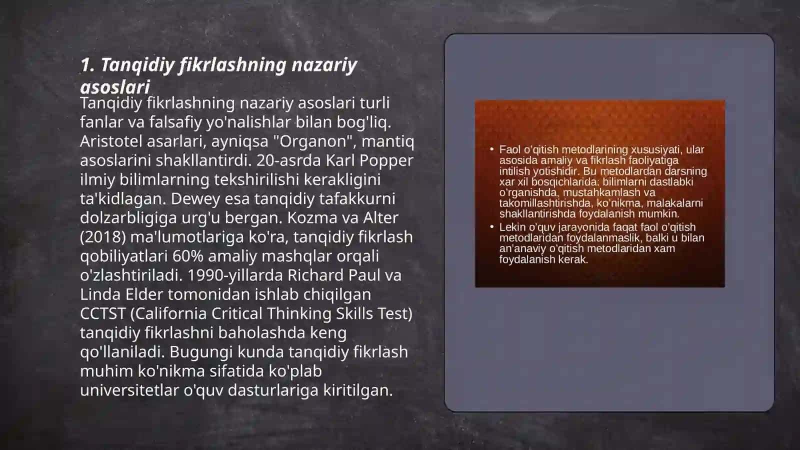 Tanqidiy fikrlashni ‘’ rivojlantiruvchi ta’lim texnologiyalari 3