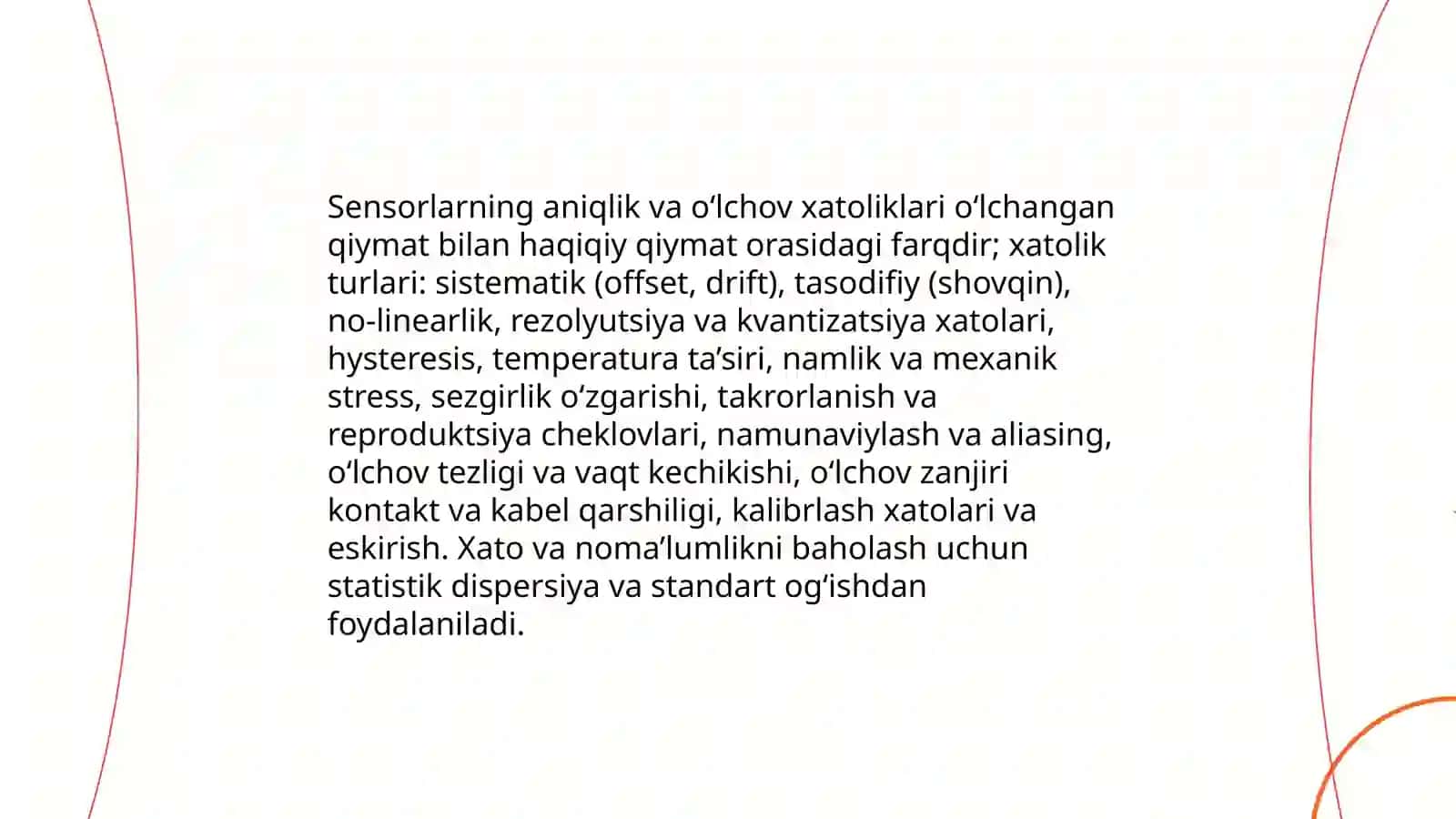 Sensor kamchiliklariga ega amalga oshirish shart sharoitlari 3