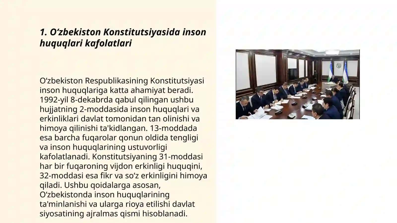 Yangi Oʻzbekistonda inson haq-huquqlari va erkinliklari kafolatining yaratilishi 3