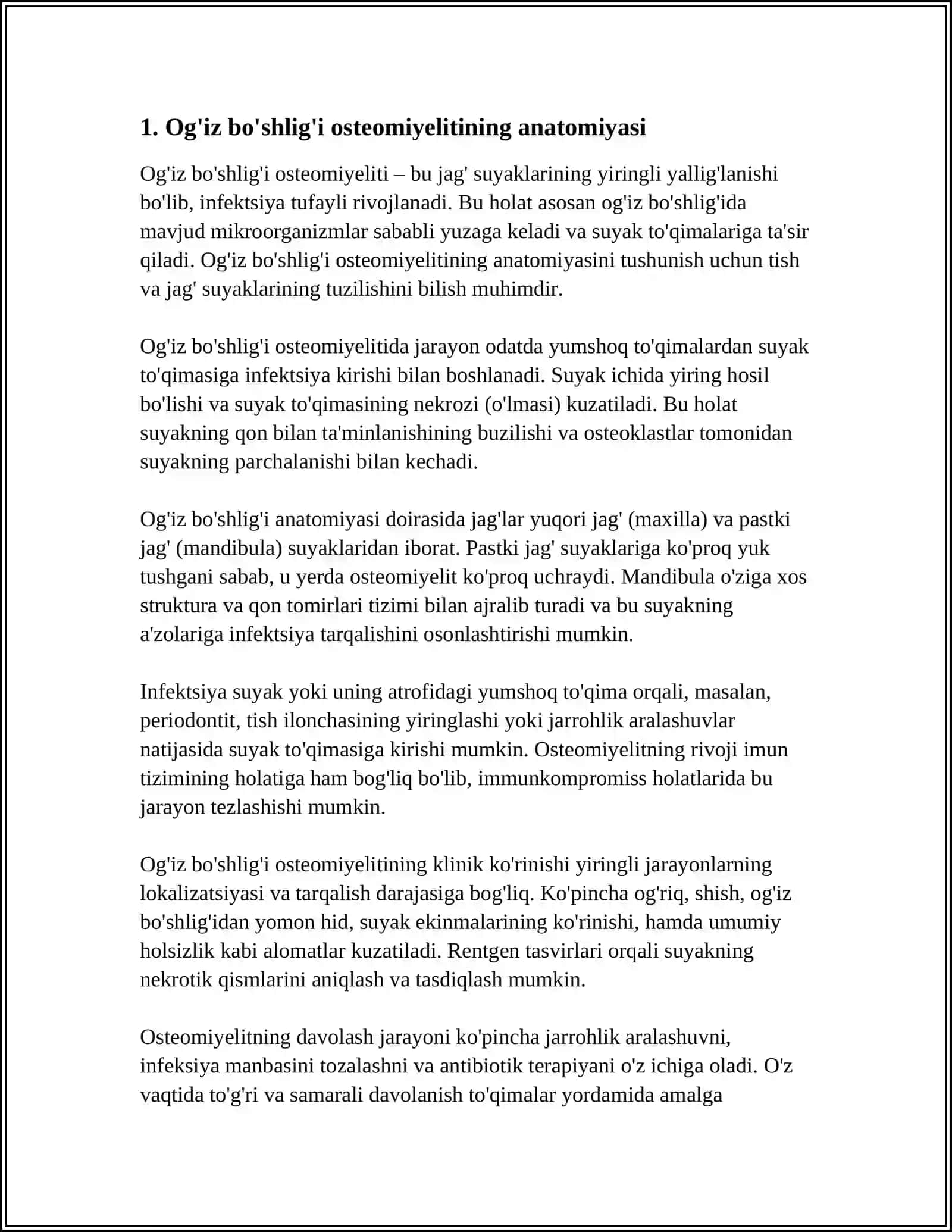 OG'IZ BO'SHLIG'I OSTEOMIYELETE VA FLEGMONASI 3