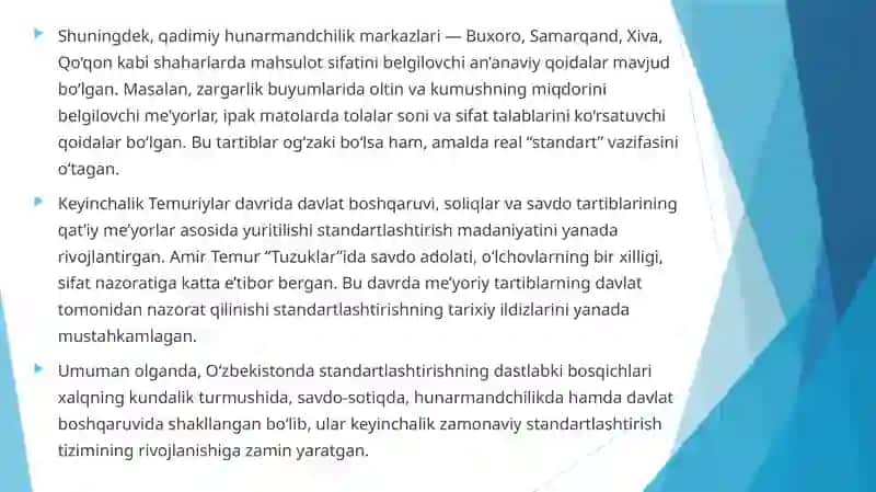 O‘zbekistonda standartlashtirishning tarixiy jarayonlari 3