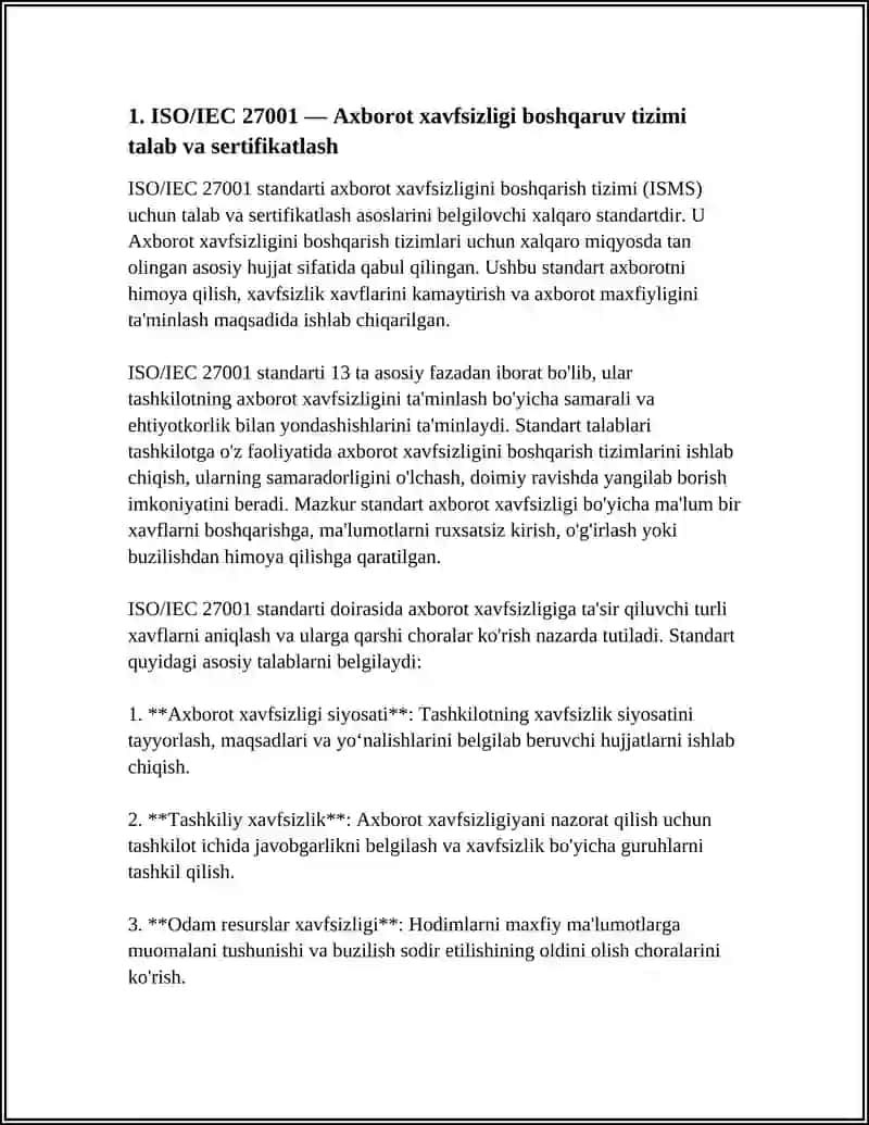 AXBOROT XAVFSIZLIGI SOHASIGA OID XALQARO STANDARTLAR 3