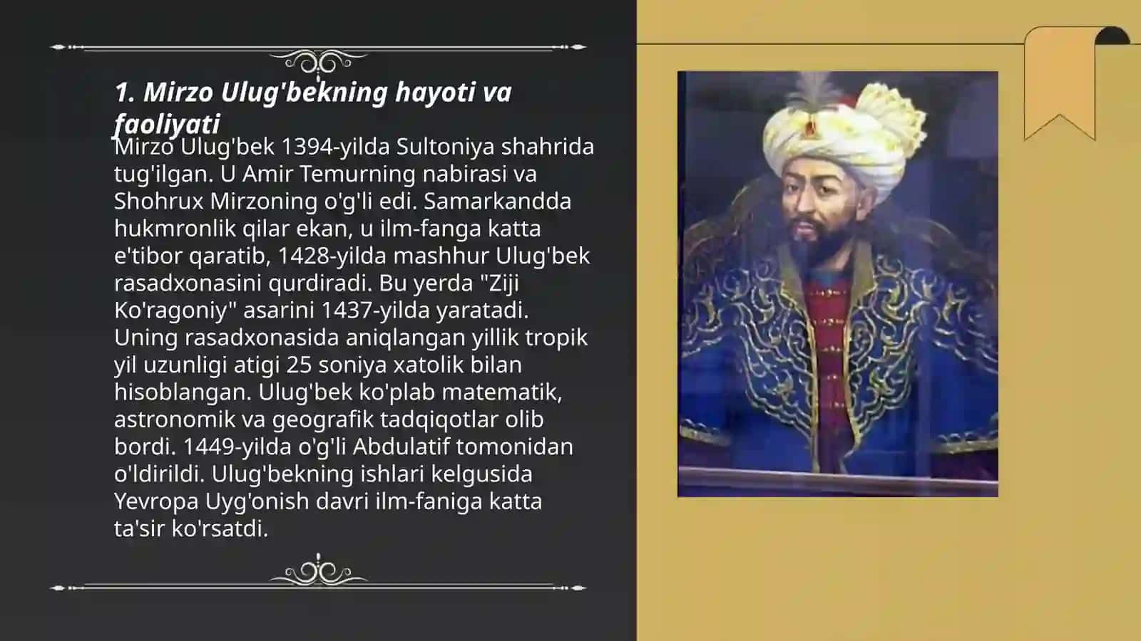 Mirzo Ulug'bekning hayoti va faoliyati 3