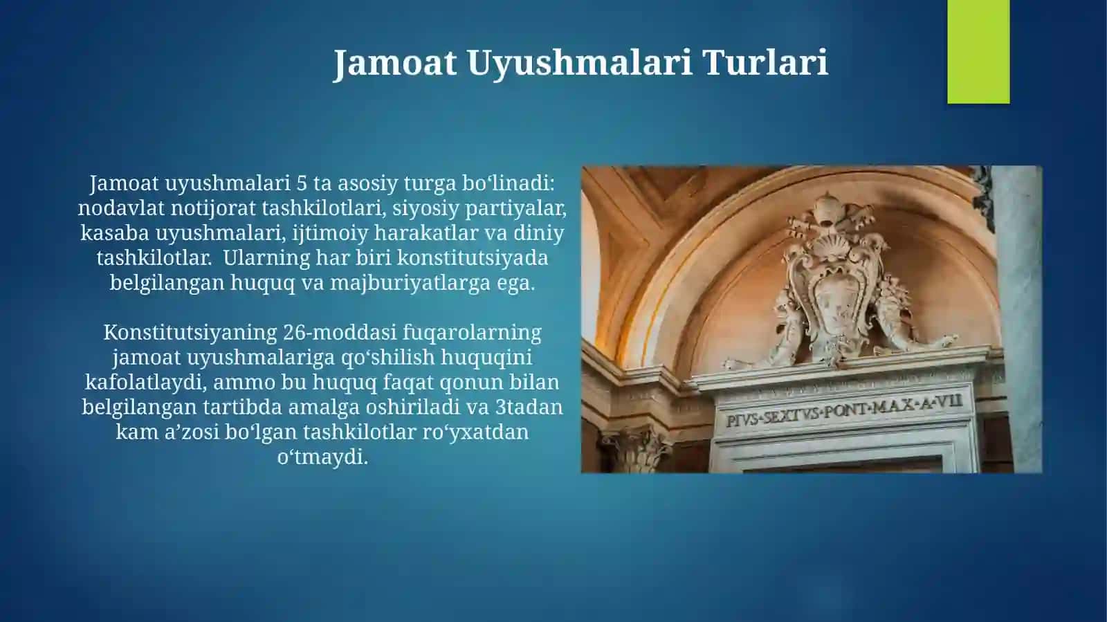 Jamoat birlashmalarining Konstitutsiyaviy asoslari 3