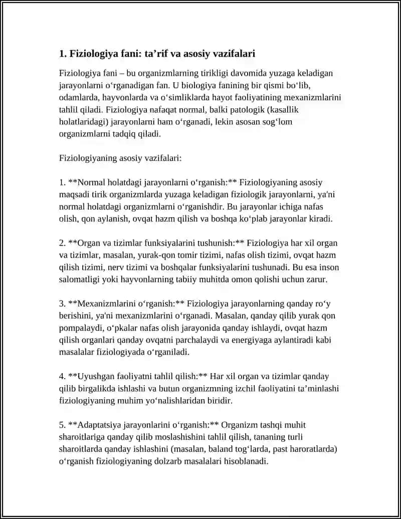FIZIOLOGIYA FANI,RIVOJLANISHI,TIBBIYOTDAGI AHAMIYATI.FIZIOLOGIK TEKSHIRUV USULLARI 3