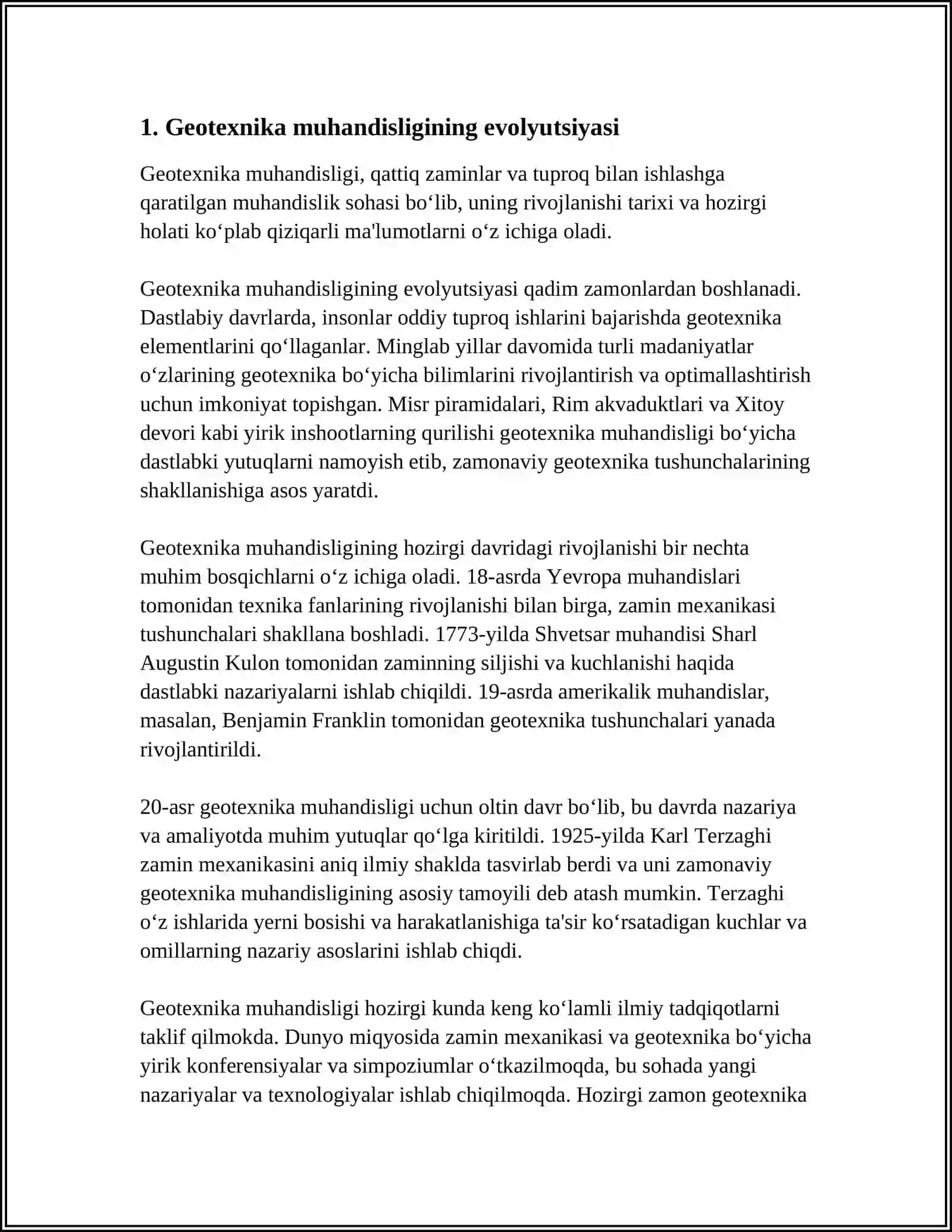 GEOTEXNIKA MUHANDISLIGI TARIXIY GEOLOGIYA BILAN BOG’LIQLIGI 3