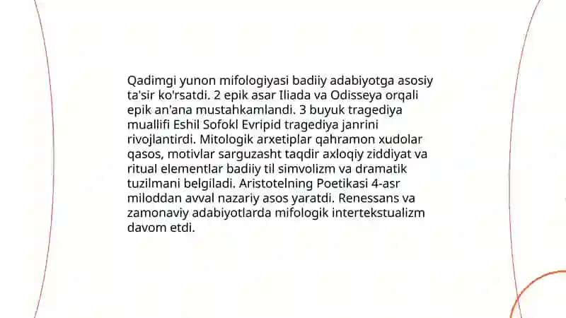 Qadimgi yunon mifologiyasi badiiy adabiyotning asosi sifatida Hasanboyeva Odina 3
