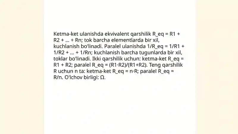 Ekvivalent qarshiliklarni aniqlash usullari 3