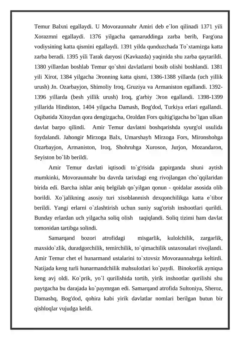 Amir Temur va Temuriylar davlati tarixiy geografiyasi (14-15 asrlar) 3