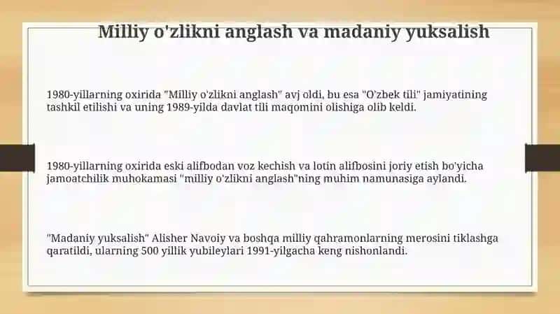 Milliy o'zlikni anglash va madaniy yuksalish 3