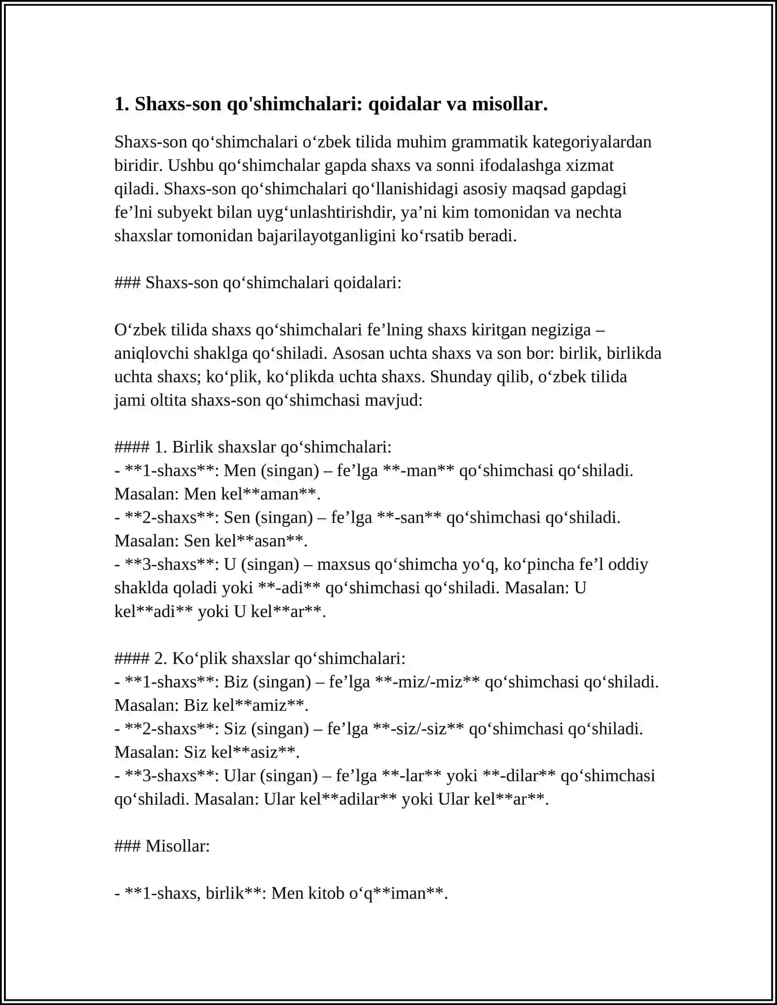 SHAXS-SON QO'SHIMCHALARINING INGLIZ TILI VA O'ZBEK TILIDAGI FARQI VA O'XSHASHLIGI 3