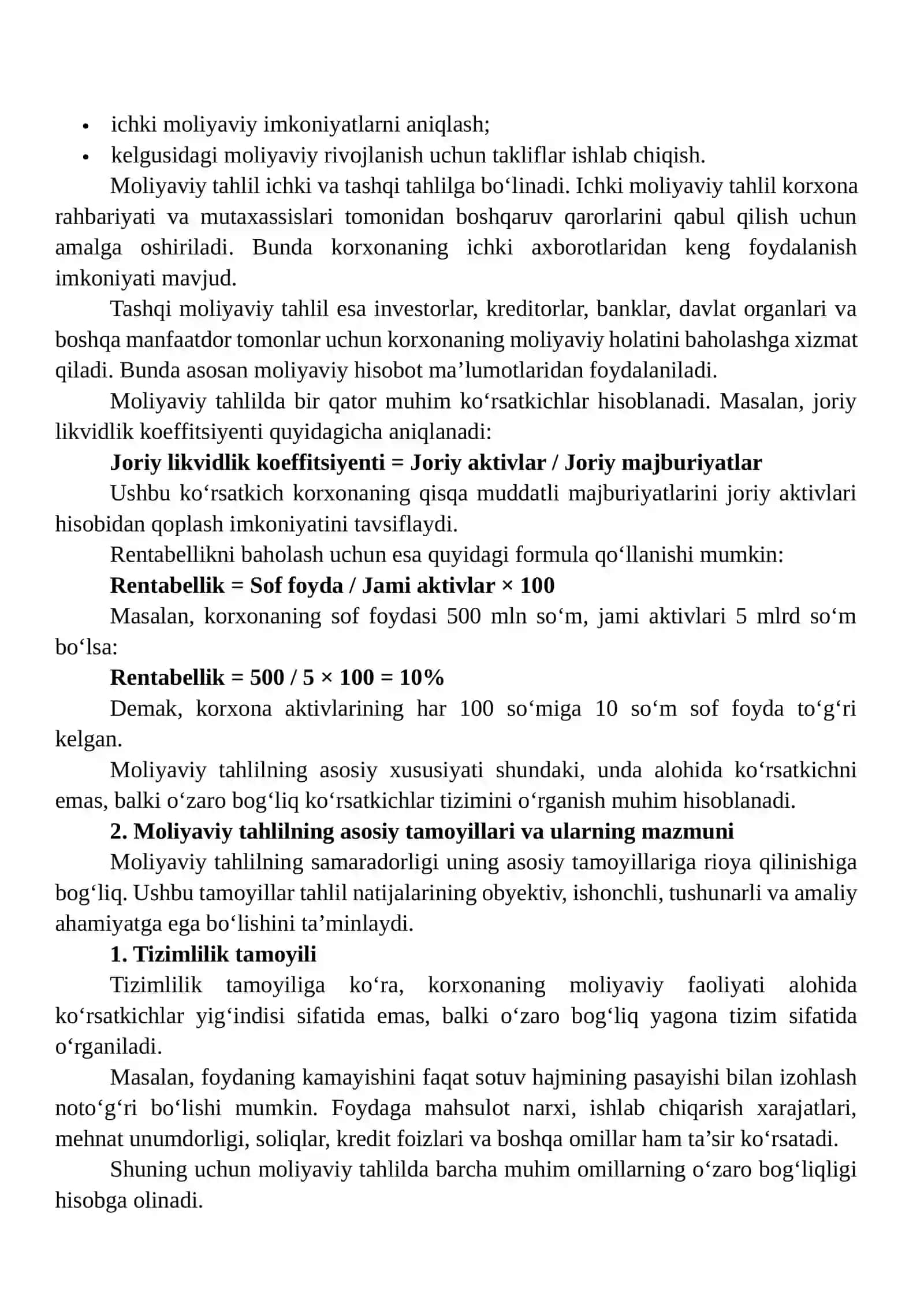 MOLIYAVIY TAHLILNING ASOSIY TAMOYILLARI 3