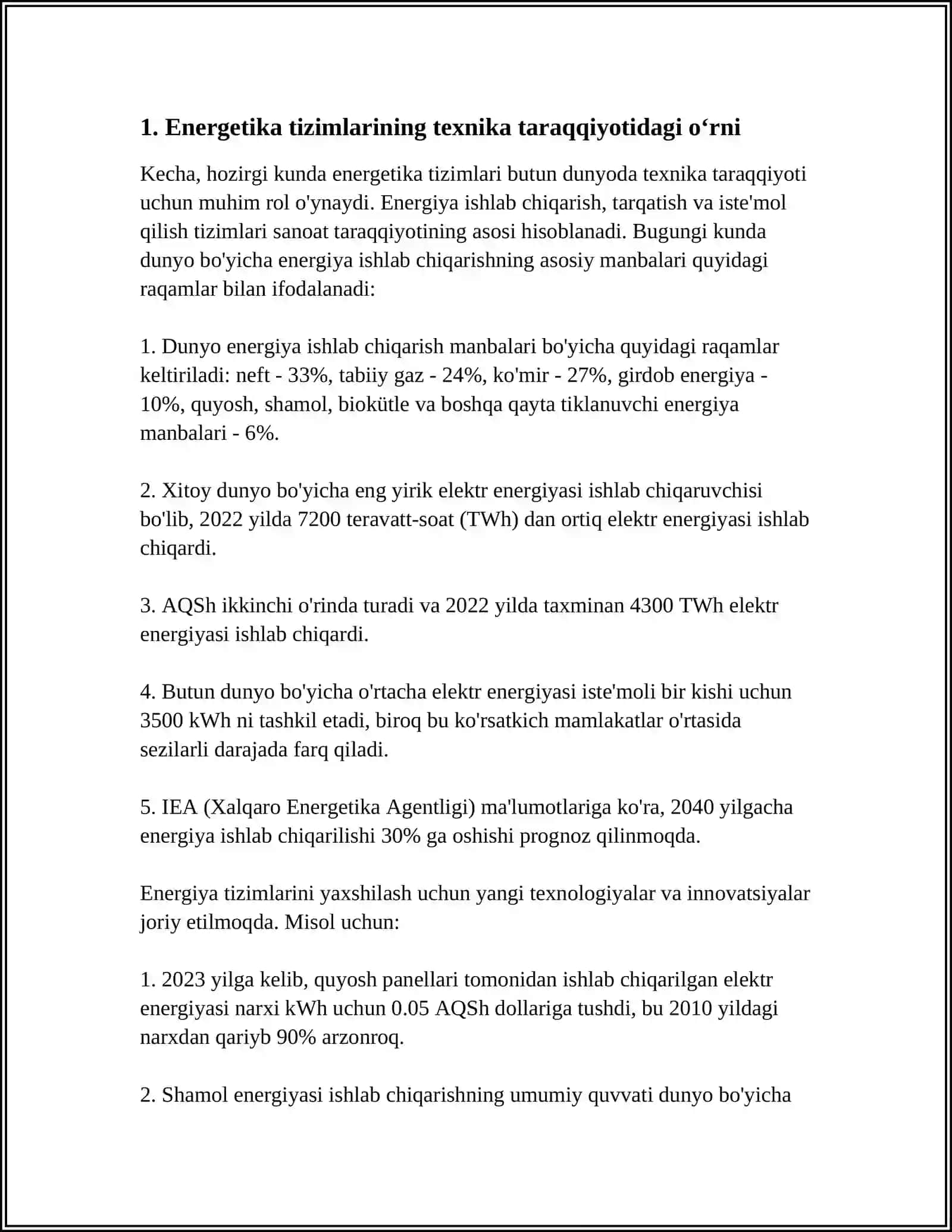 TEXNIKA TARAQQIYOTIDA ENERGETIKANI OʻRNI 3