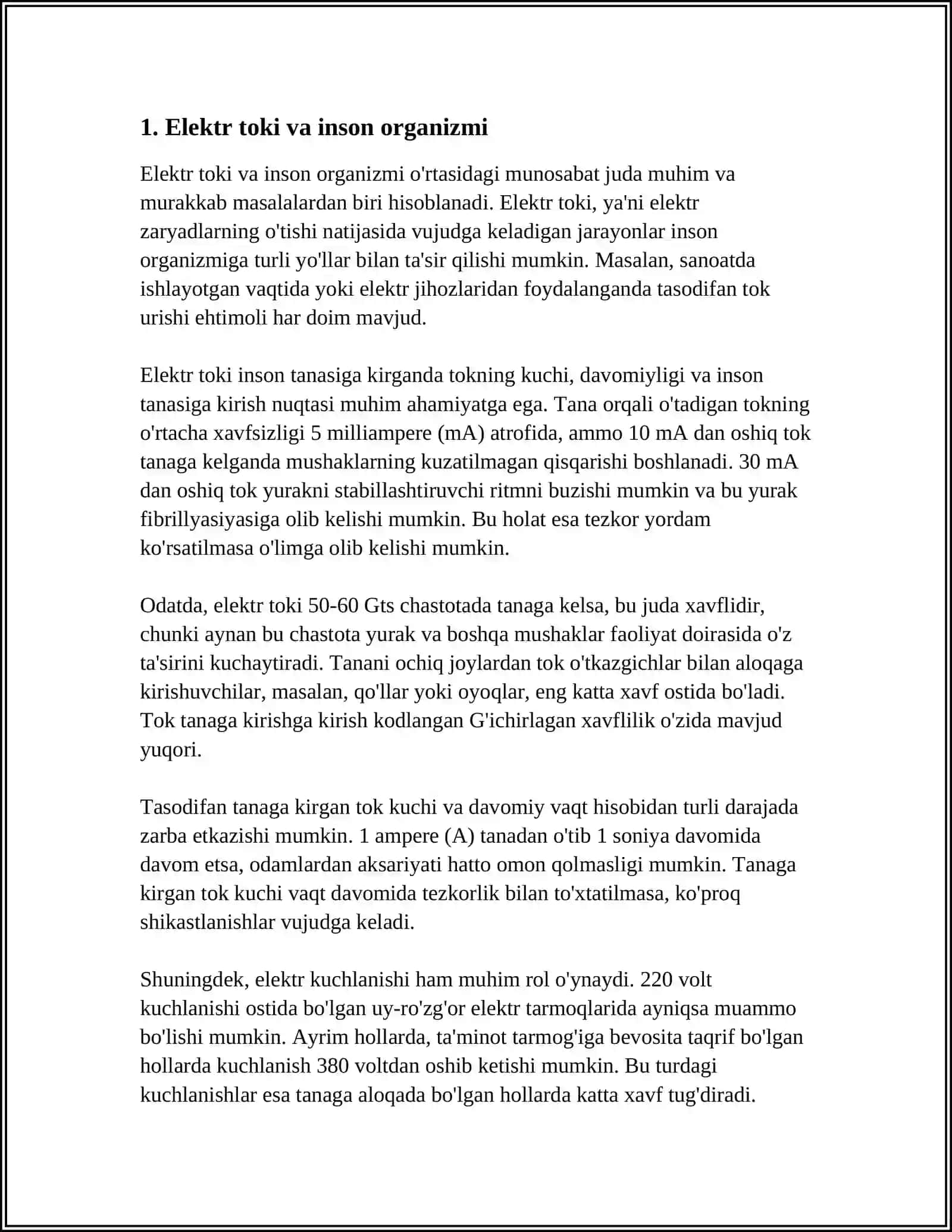 ELEKTR TOKINING ORGANIZMGA TA'SIRI 3