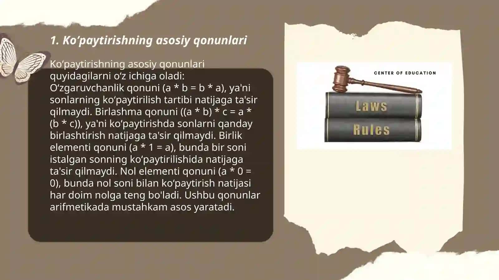 Koʻpaytirish qonunlari 3