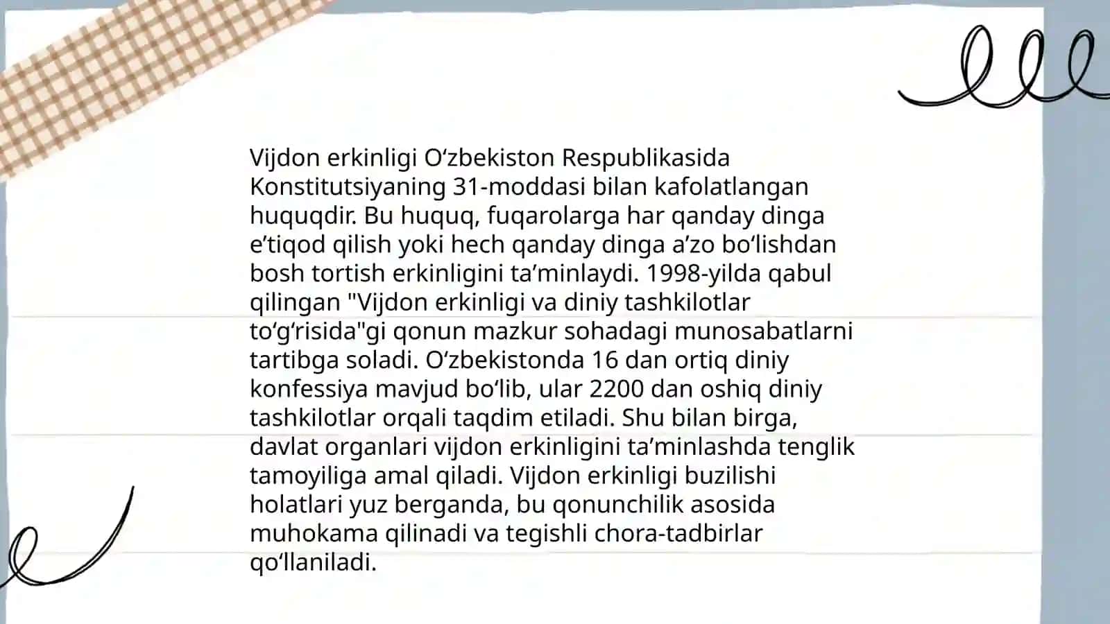 Vijdon va eʼtiqod erkinligining huqiqiy asoslari 3