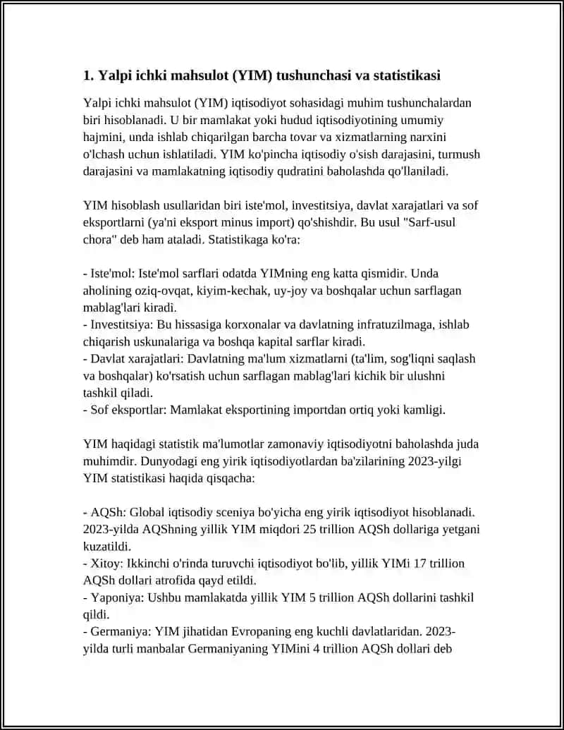 Yalpi Ichki Mahsulotlar Statistikasi 3