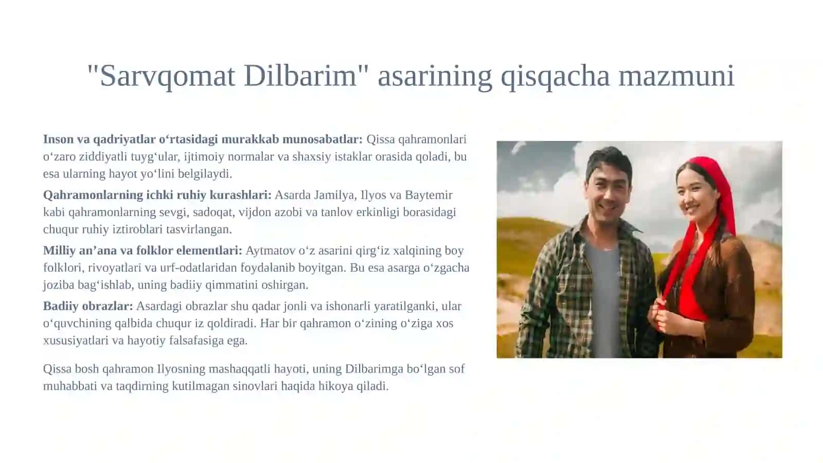 Chingiz Aytmatovning "Sarvqomat Dilbarim" 3
