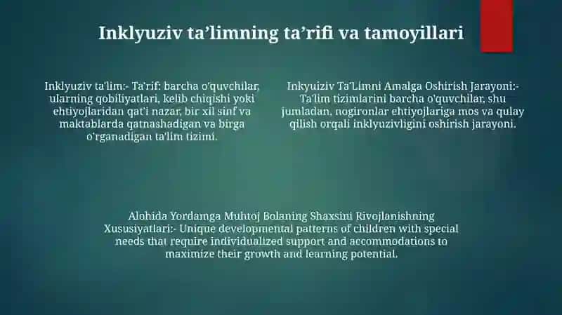 Inkyuiziv Ta'limni Amalga Oshirish Jarayoni Alohida Yordamga Muhtoj Bolaning Shaxsini Rivojlanishning Xususiyatlari 3