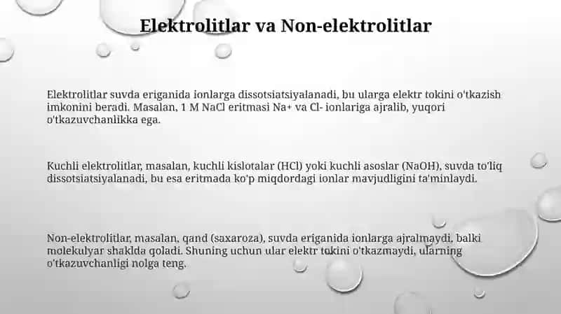 Elektrolitlar va Non-elektrolitlar 3
