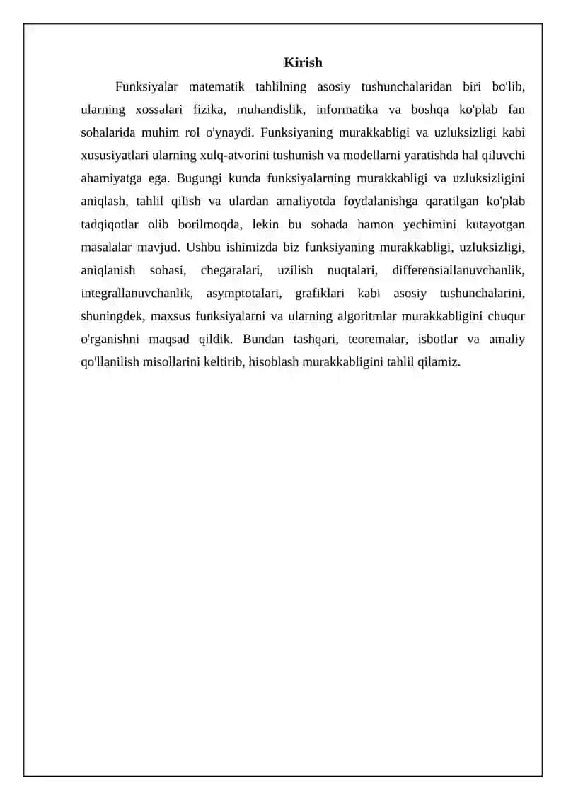 Funksiyaning murakkabligi funksiyaning uzlugsizligi 3