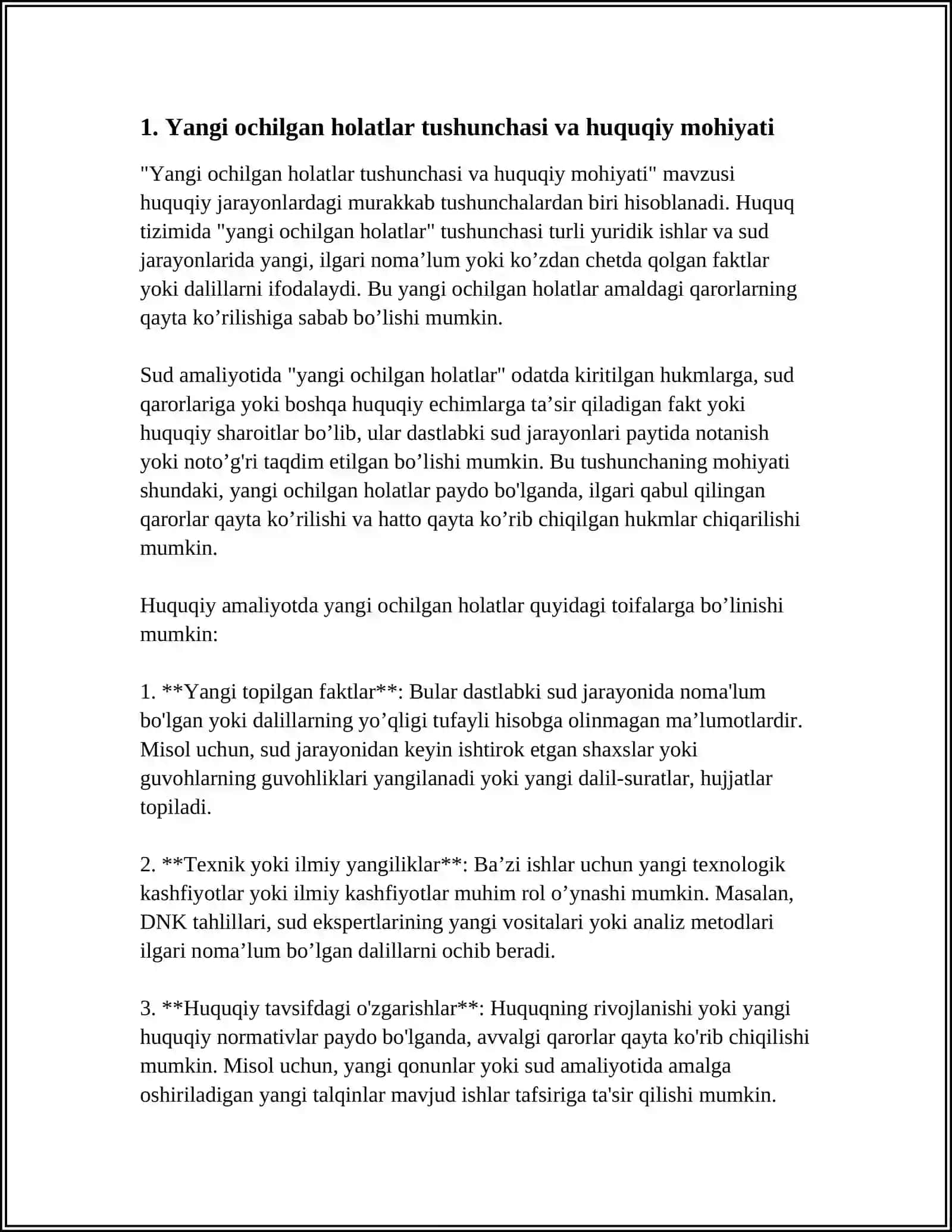 Yangi ochilgan holatlar tushunchasi va huquqiy mohiyati 3