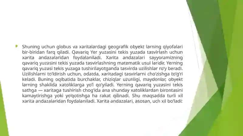 Geografik Xaritalar. Xarita Andaazalari (Proyeksiyalari) Haqida Tushuncha 3
