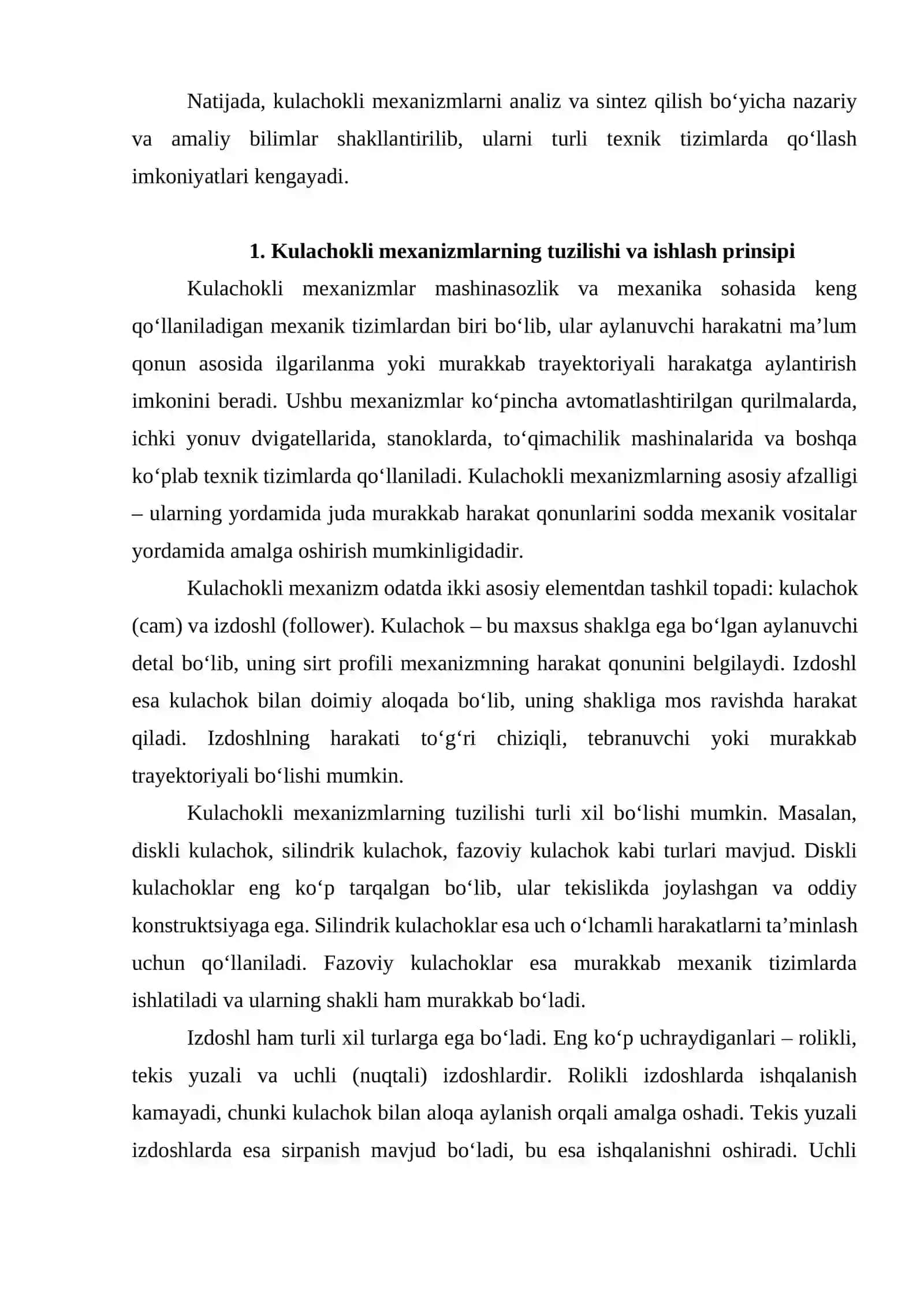 KULACHOKLI MEXANIZMLARNI ANALIZ VA SINTEZI 3
