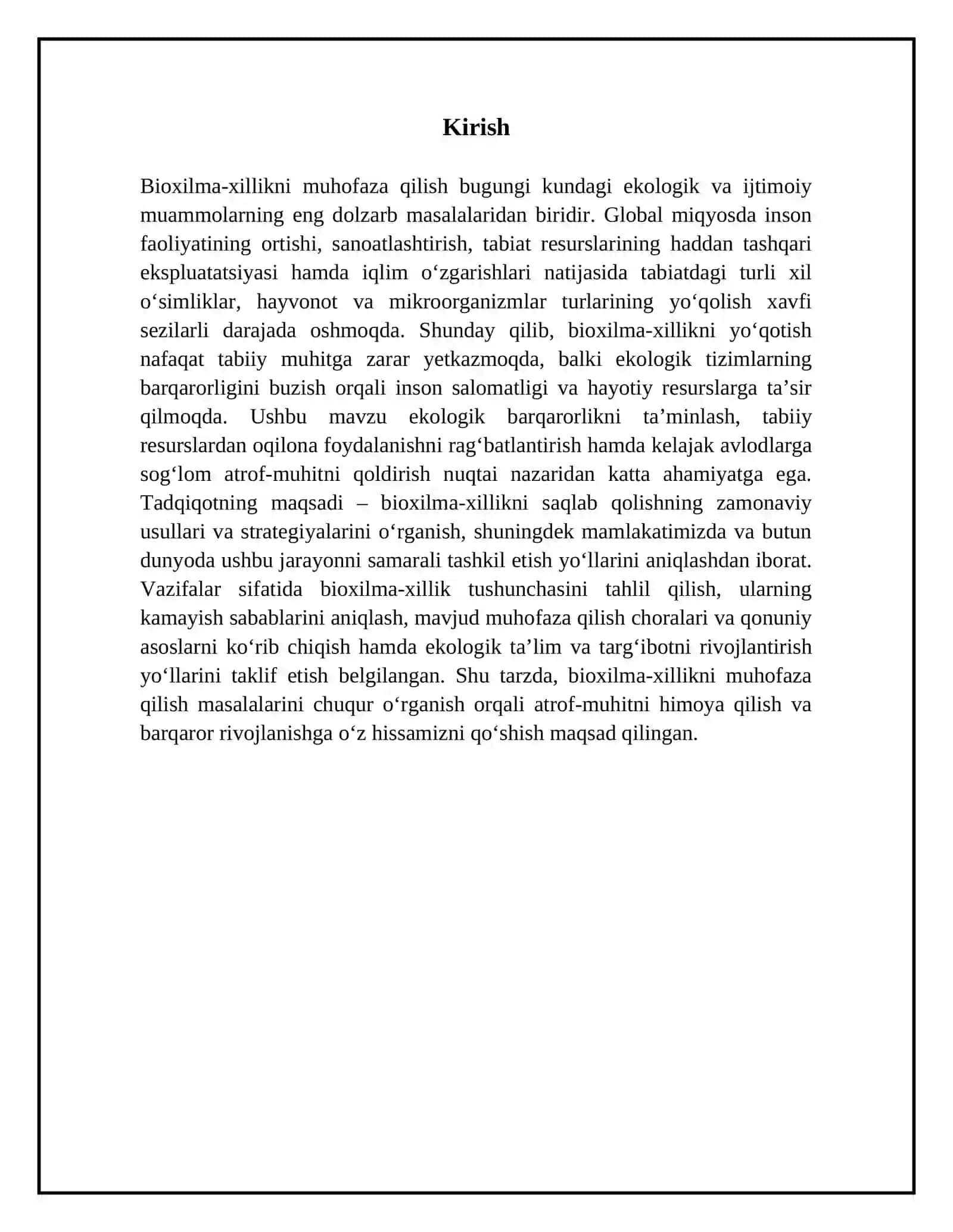 Bioxilma-xillikni muhofaza qilish 3