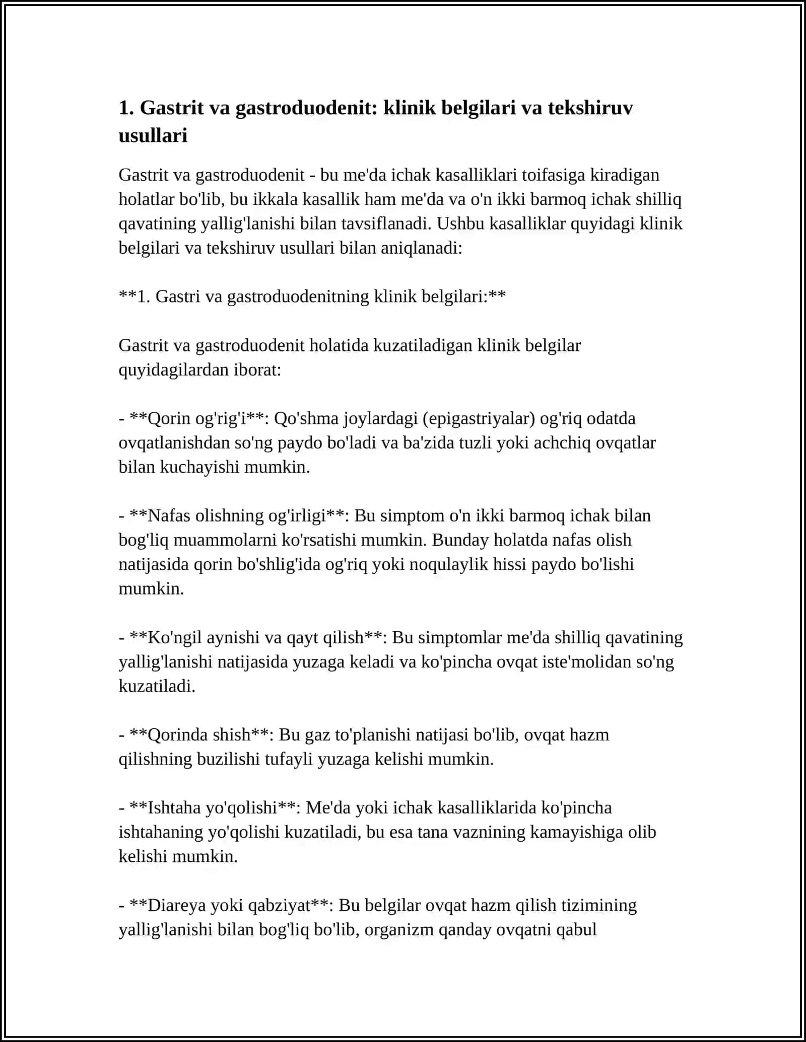 ME'DA ICHAK KASALLIKLARI VA UNI KLINIK TEKSHIRISH 3