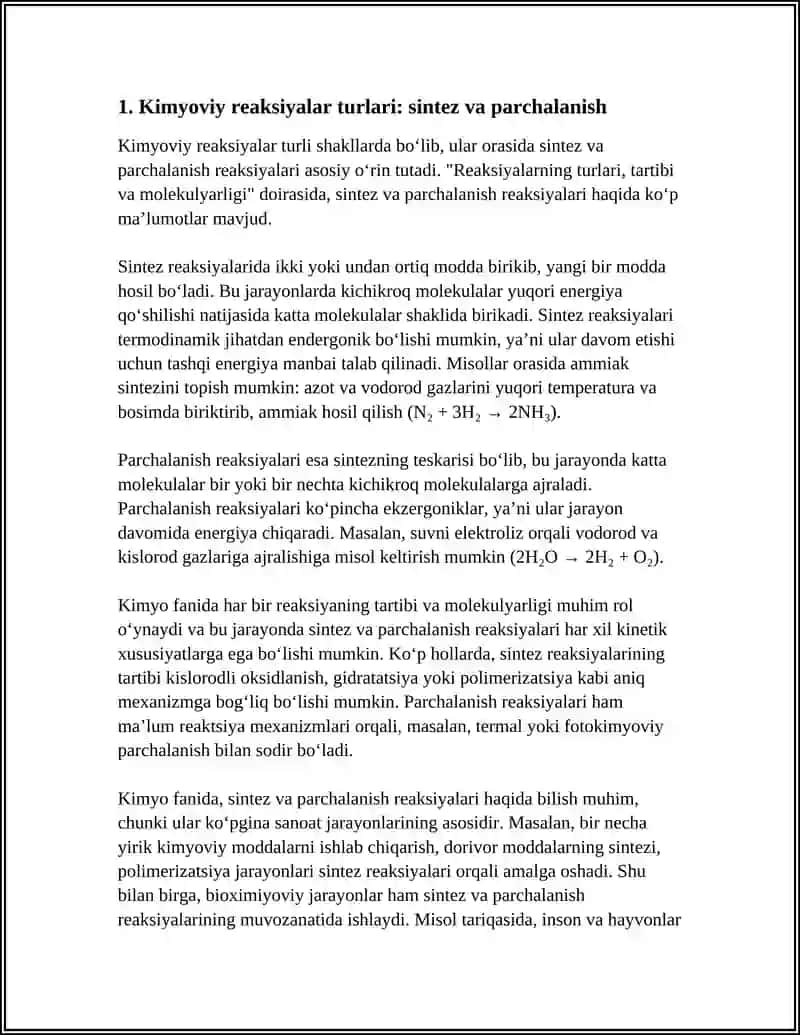 REAKSIYALARNING TURLARI, TARTIBI VA MOLEKULYARLIGI 3