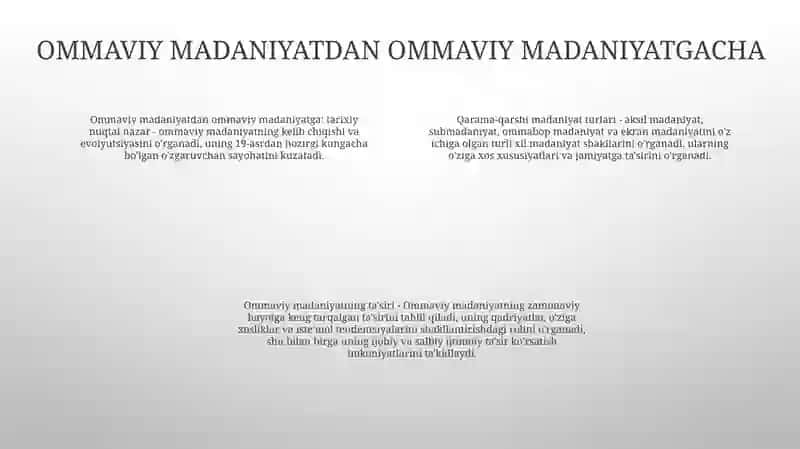 Ommaviy Madaniyatning Shakllanish Tarixi Va Uning Turlari 3