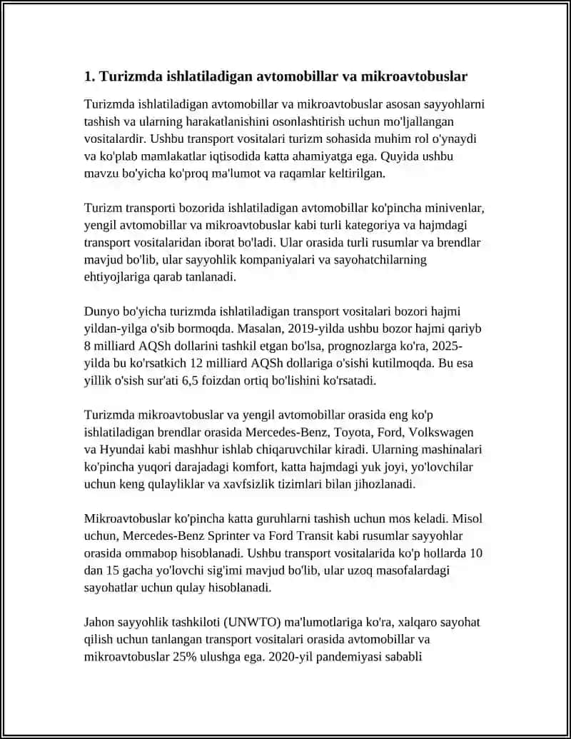 Turizmda Transport Vositalari 3