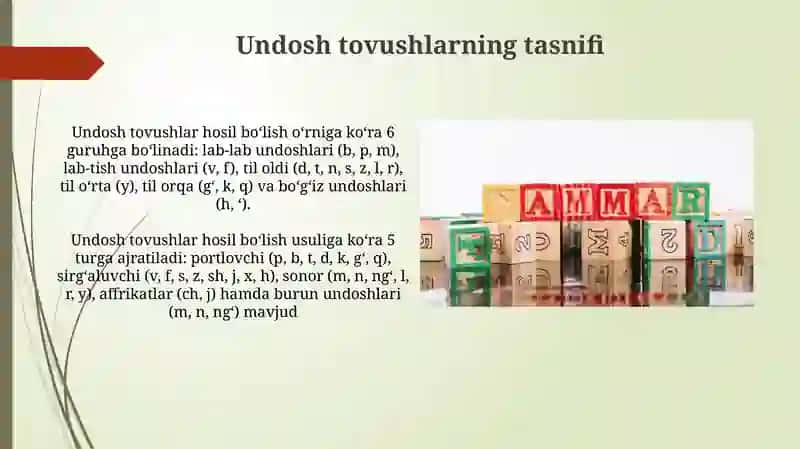 Undosh tovushlarning tasnifi 3