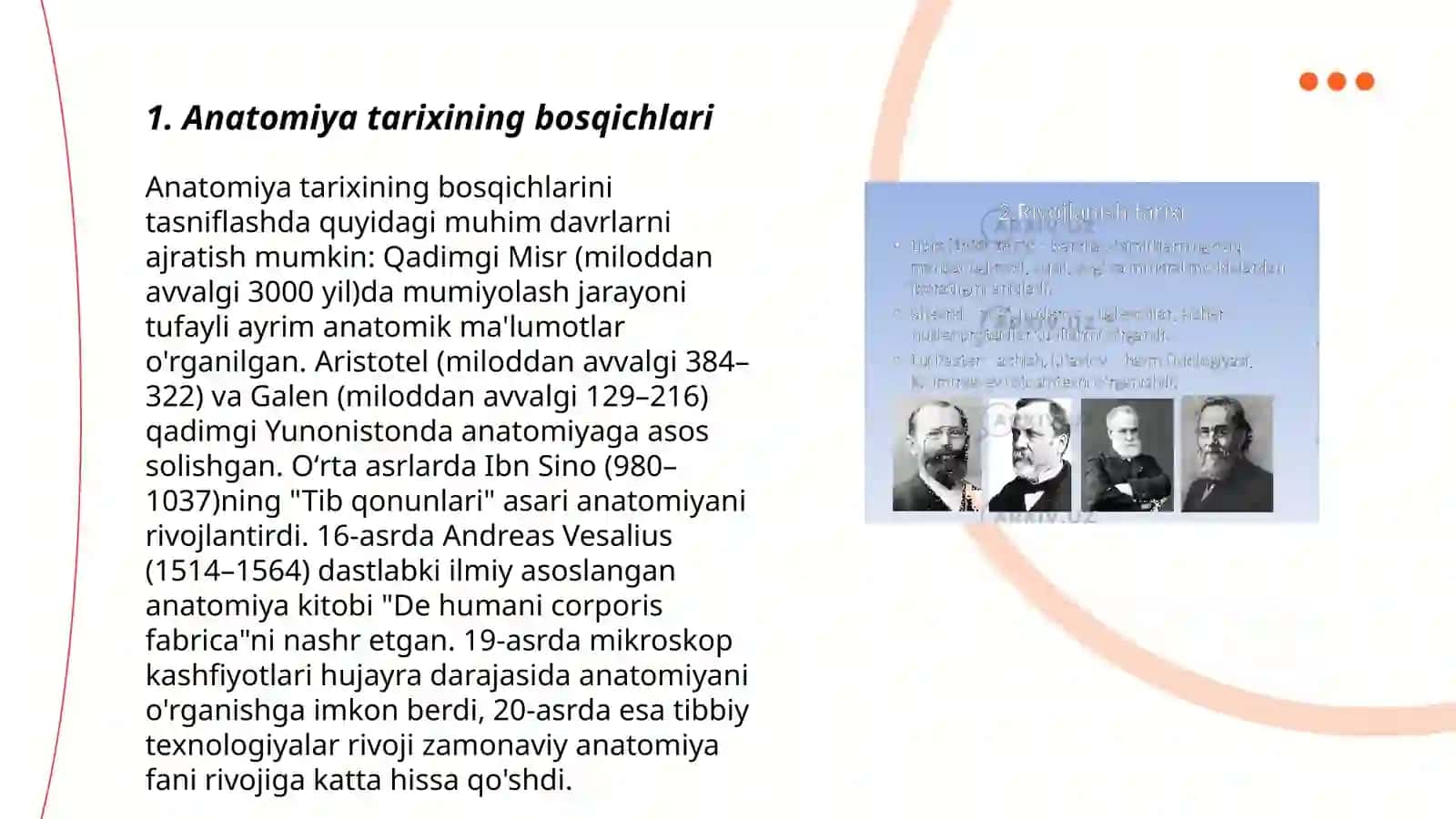 Anatomiya fanning rivojlanish tarixi va boshqa fanlar aloqasi 3