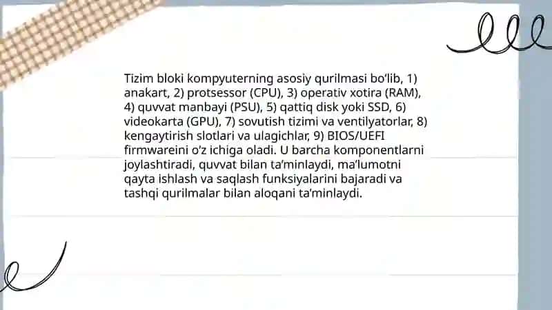 Kompyuterning asosiy va qoʻshimcha qurilmalari 3