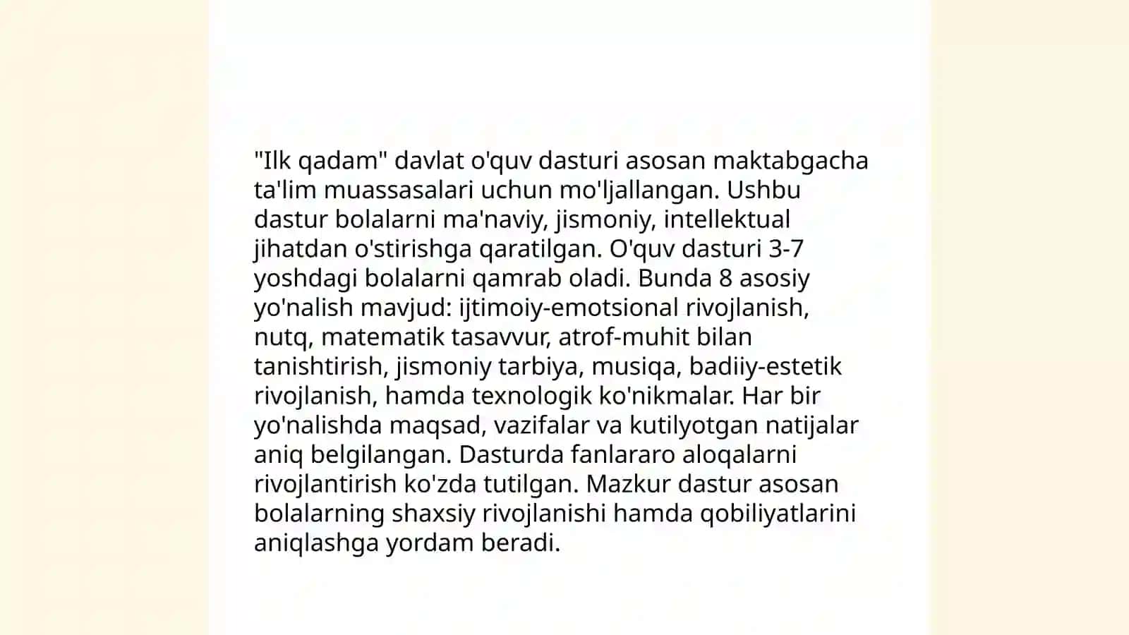 Ilk qadam davlat o'quv dasturi 3