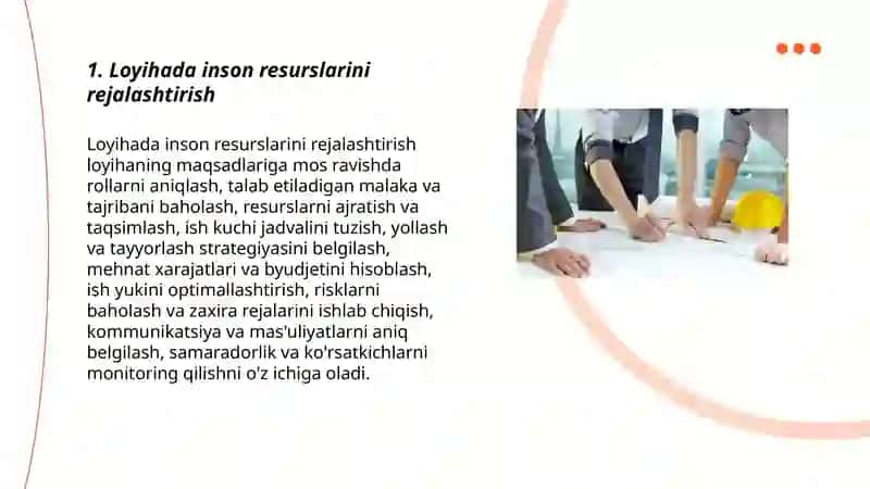Loyihaning inson resurslarini boshqarish 3
