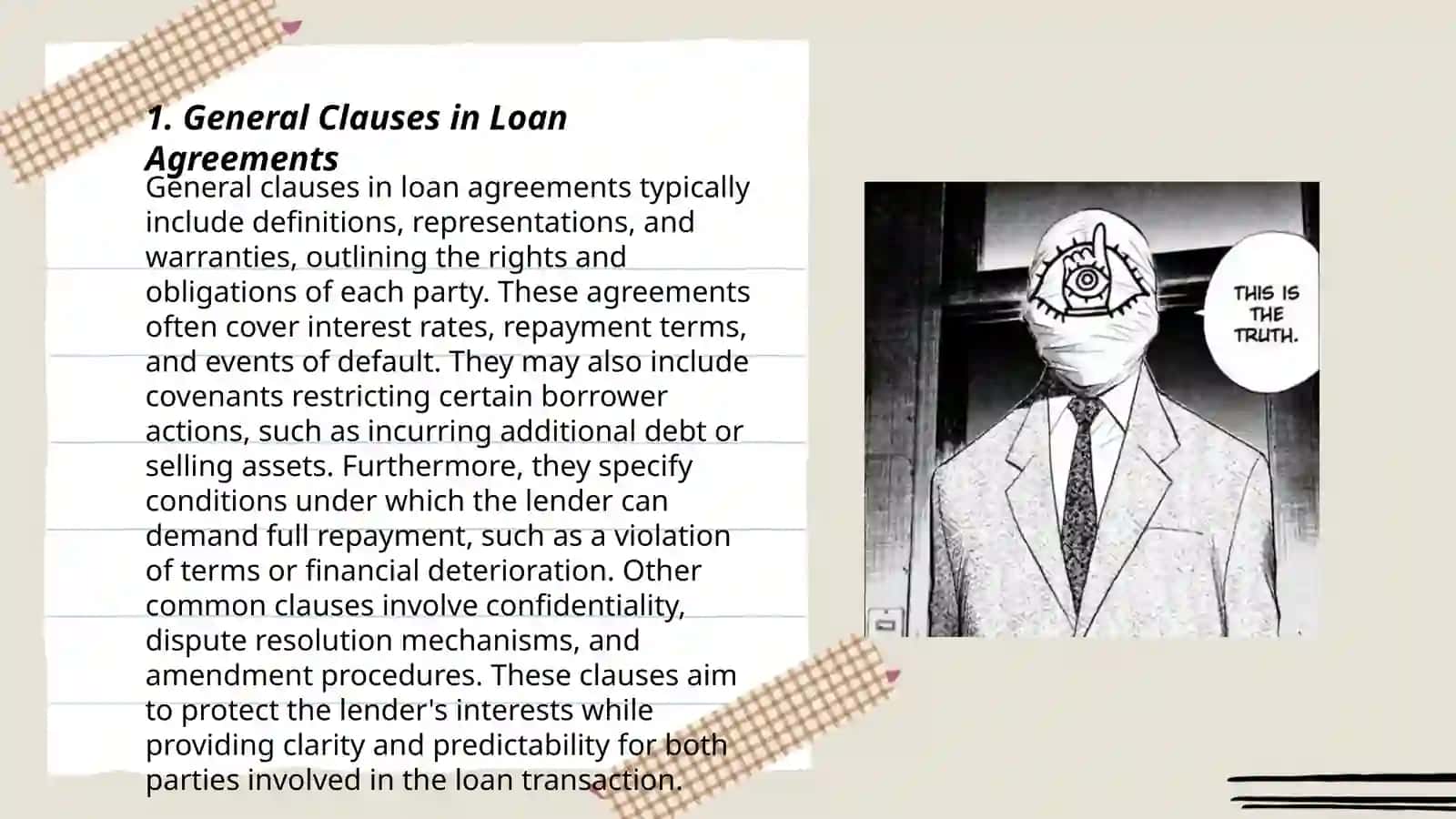 The language of banking law.Loan Agreements 3