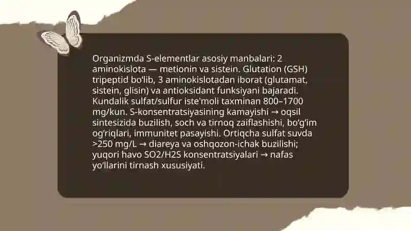 S- elementlar konsentratsiyasi oʻzgarishi bilan boğliq boʻlgan endemik va kasb kasalliklari 3