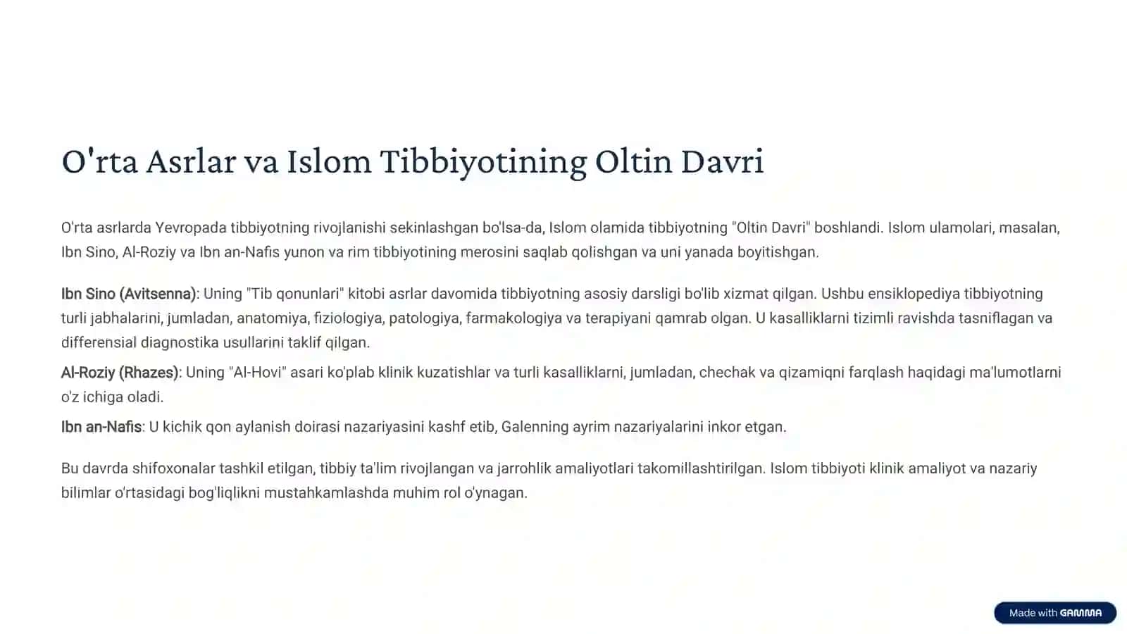 Klinik va Nazariy Tibbiyot Fanlarining Rivojlanish Tarixi 3