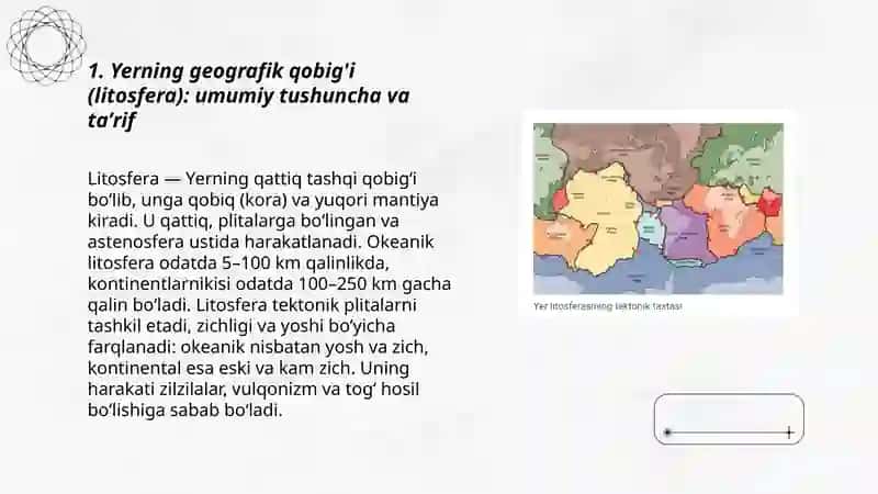 Yerning geografik qobig'i. Litosfera 3