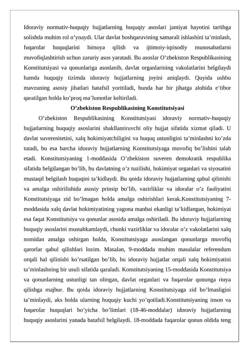 Idoraviy normativ-huquqiy hujjatlarni tayyorlash va qabul qilish qoidalari 3