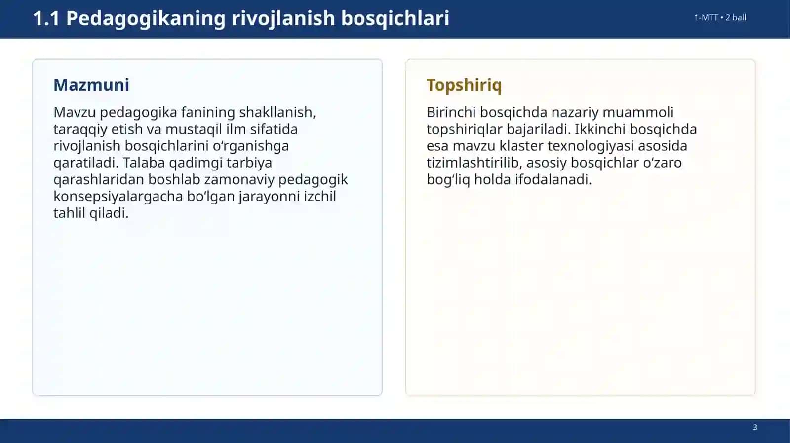 Mustaqil ta’limni bajarish bo‘yicha talablar (MT-72 soat) 3
