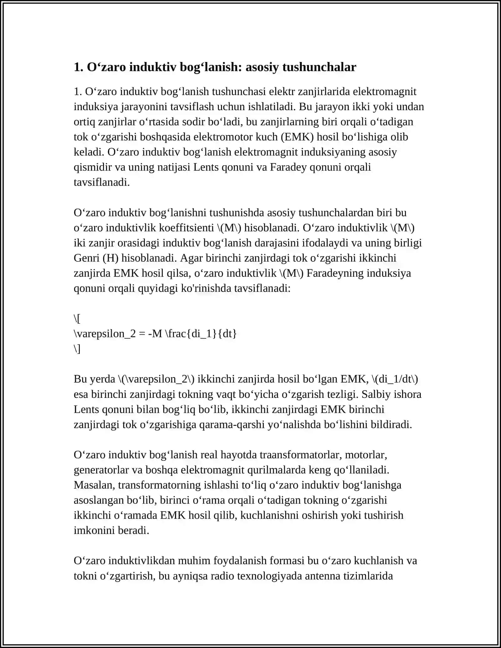 O‘ZARO INDUKTIV BOG‘LANGAN ZANJIRLAR 3