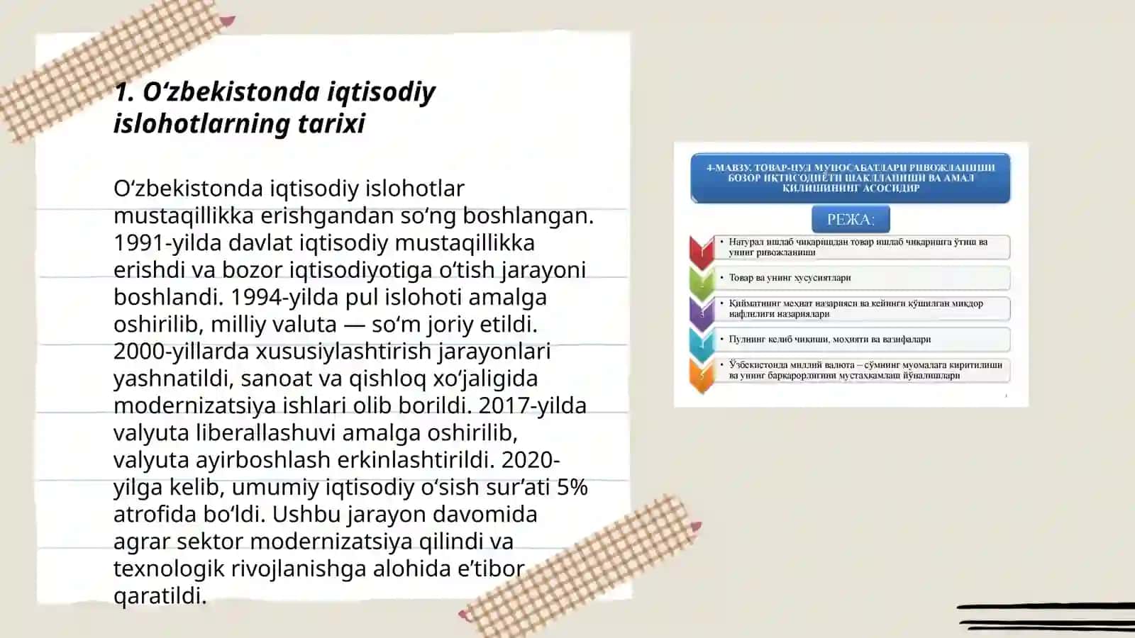 Oʻzbekistonda bozor munosabatlarining rivojlanishi 3