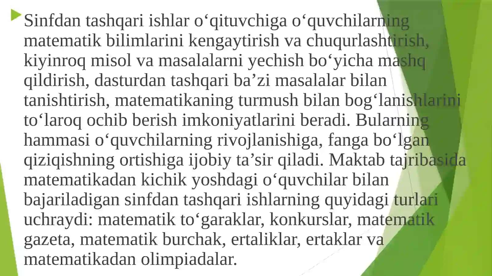Boshlang‘ich sinf matematikadan darsdan tashqari mashg‘ulotlarni tashkil etish 3